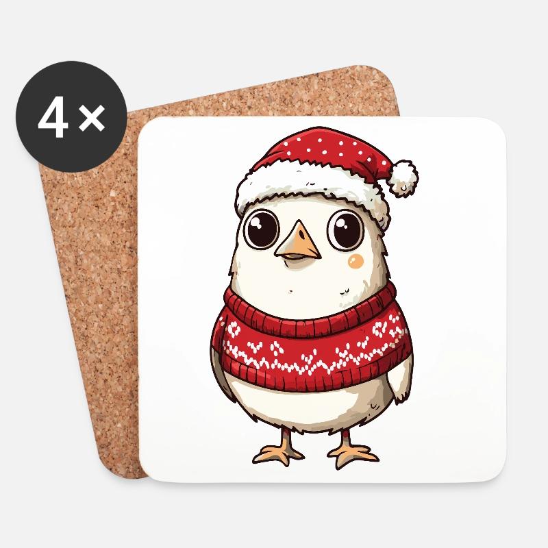 Huhn Weihnachten Xmas - Untersetzer (4er-Set) - Weiß