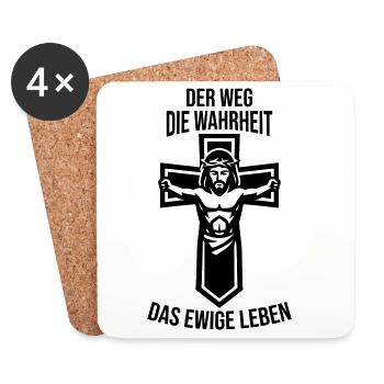 Jésus Voie Vérité Vie Éternelle - Dessous de verre (lot de 4) - blanc - Devant