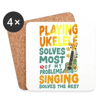 Hawaiian Ukulele Uke Playing - Coasters (set of 4) - white - Front