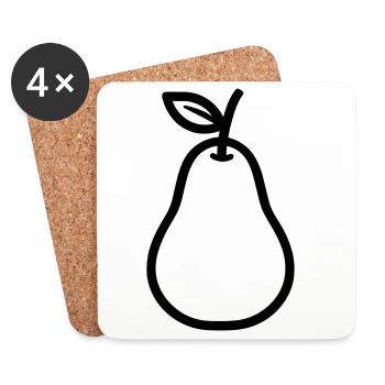 poire - Dessous de verre (lot de 4) - blanc - Devant