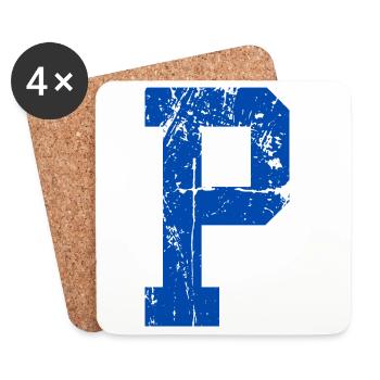 Lettre p sport rétro  - Dessous de verre (lot de 4) - blanc - Devant