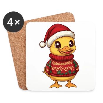 Ente Weihnachten Xmas - Untersetzer (4er-Set) - Weiß - Vorne
