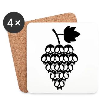 Crânes de raisins noirs - Dessous de verre (lot de 4) - blanc - Devant