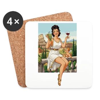 Pin Up Italy Rom Wein und Trauben - Untersetzer (4er-Set) - Weiß - Vorne