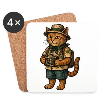 Cat photographer on a tropical safari - Coasters (set of 4) - white - Front