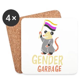 Gender Is Garbage Pride Opossum Design - Untersetzer (4er-Set) - Weiß - Vorne