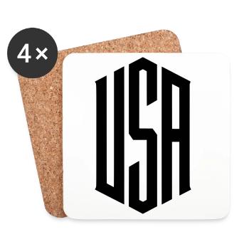 USA lettering inscription - Coasters (set of 4) - white - Front