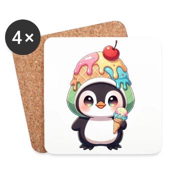 Süßer Pinguin Cartoon Eiscreme Sommer Regenbogen - Coasters (set of 4) - white - Front
