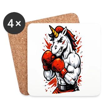 Angry Unicorn Boxing Power Illustration - Coasters (set of 4) - white - Front