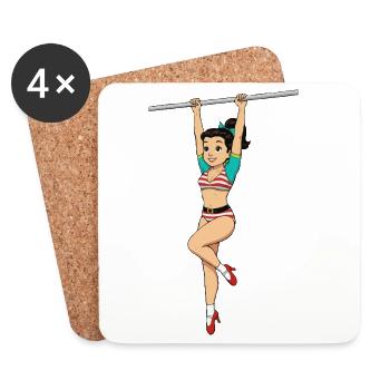 Fille sur la barre horizontale - Dessous de verre (lot de 4) - blanc - Devant