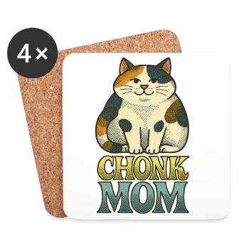Chonk Cat Mom Retro Print - Coasters (set of 4) - white - Front