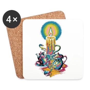 Faith Light Candle Retro Spirit Design - Coasters (set of 4) - white - Front