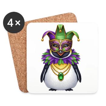 Carnaval élégant du carnaval du manchot - Dessous de verre (lot de 4) - blanc - Devant
