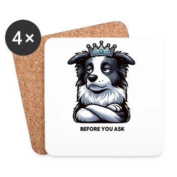 Avant que vous ne demandiez Border Collie Hütehund Collie - Dessous de verre (lot de 4) - blanc - Devant