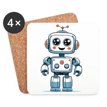 Petit robot spatial - Dessous de verre (lot de 4) - blanc - Devant