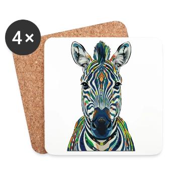 Buntes Zebra - Untersetzer (4er-Set) - Weiß - Vorne