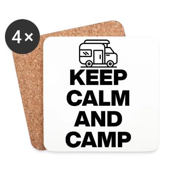 KEEP CALM AND CAMP! - Untersetzer (4er-Set) - Weiß - Vorne
