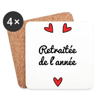 RETRAITEE. RETRAITE. BONNE RETRAITE - Dessous de verre (lot de 4) - blanc - Devant