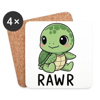 Dessin animé tortue mignonne Nénuphar Rieur - Dessous de verre (lot de 4) - blanc - Devant