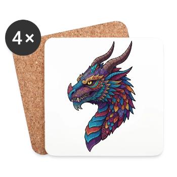 Mosaïque du Dragon Coloré - Dessous de verre (lot de 4) - blanc - Devant