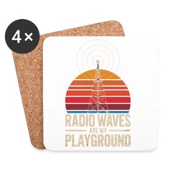 Les ondes radio sont mon terrain de récréation Radio rétroamateur - Dessous de verre (lot de 4) - blanc - Devant