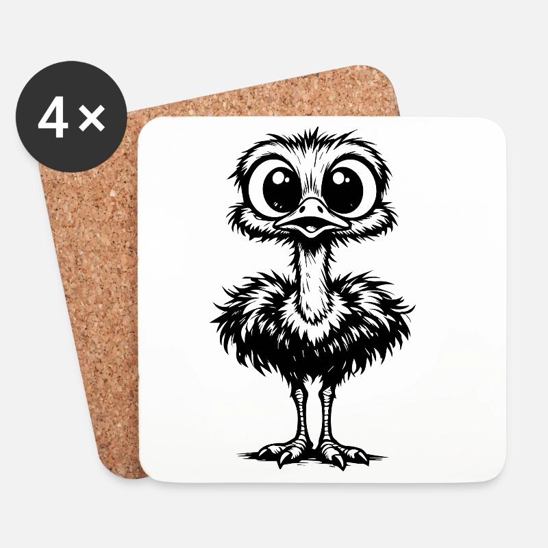 Pelziger Vogel mit großen Augen - Untersetzer (4er-Set) - Weiß
