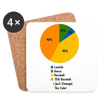 Carte circulaire amusante de baseball : conception prioritaire de loisir - Dessous de verre (lot de 4) - blanc - Devant