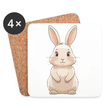 Süßer Hase Cartoon Illustration - Untersetzer (4er-Set) - Weiß - Vorne