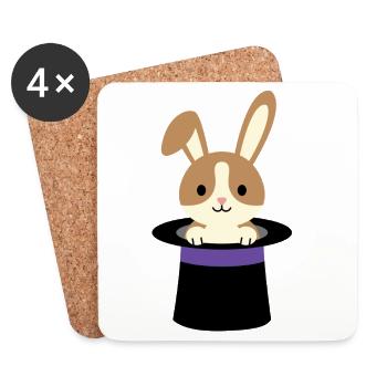Le Lapin du Chapeau du Magicien - Dessous de verre (lot de 4) - blanc - Devant