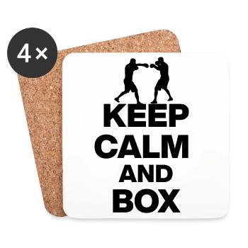  KEEP CALM AND BOX, FIGHTER POWER! MMA OKTAGON s - Untersetzer (4er-Set) - Weiß - Vorne