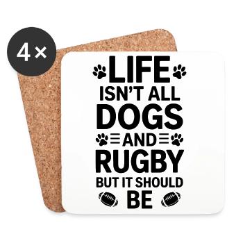 Rugby Sayings Dogs Rugby Funny Rugby Gift - Coasters (set of 4) - white - Front