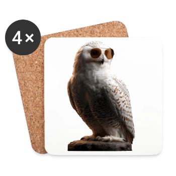 Schneeeule Weiße Eule Kauz Uhu Owl Schnee Eulen - Untersetzer (4er-Set) - Weiß - Vorne
