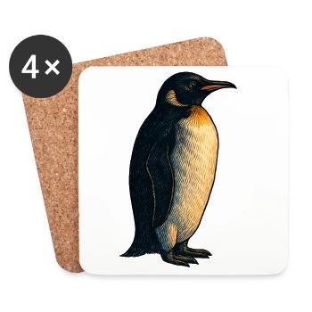 Vintage Penguin Illustration - Coasters (set of 4) - white - Front