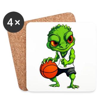 Chamäleon Basketballer - Untersetzer (4er-Set) - Weiß - Vorne