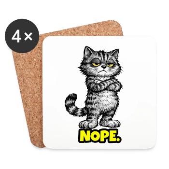 Nope. – Grumpy Katze (Chef Vibes) - Untersetzer (4er-Set) - Weiß - Vorne