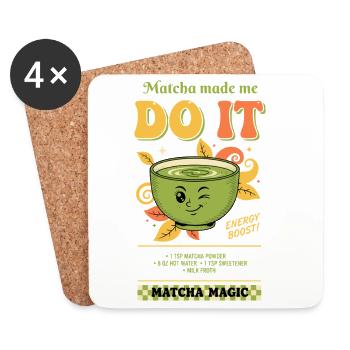 Matcha hat mich dazu gebracht, es zu tun Matcha Magic Grüntee-Vibes - Untersetzer (4er-Set) - Weiß - Vorne