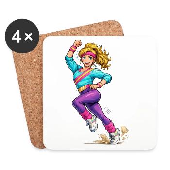 Energische Aerobic-Frau in Bewegung - Untersetzer (4er-Set) - Weiß - Vorne