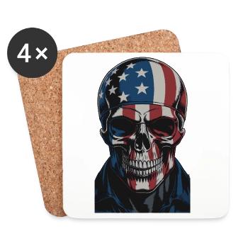 USA Totenkopf - Design du Crâne Patriote - Dessous de verre (lot de 4) - blanc - Devant