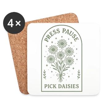 Take a break and pick flowers - Coasters (set of 4) - white - Front
