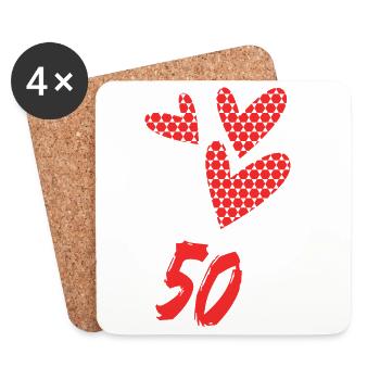 50. 50 ANS. 50e ANNIVERSAIRE. ANNIVERSAIRE 50 ANS. - Dessous de verre (lot de 4) - blanc - Devant