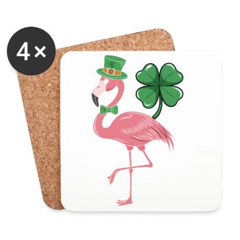 Flamingo im Shamrock-Stil - Untersetzer (4er-Set) - Weiß - Vorne