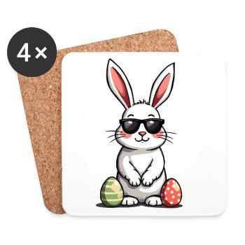 Cool Easter Bunny - Coasters (set of 4) - white - Front