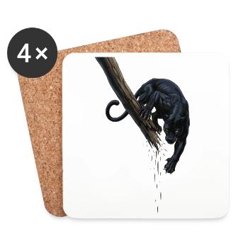 Night panther on the branch - Coasters (set of 4) - white - Front
