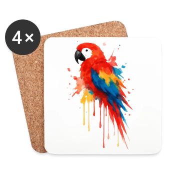 Bright Macaw Parrot: Aquarellkunst & Farben - Untersetzer (4er-Set) - Weiß - Vorne