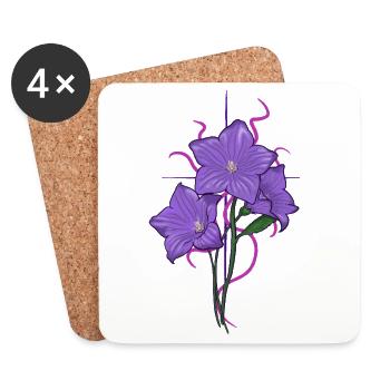 Fleur pourpre avec des aspects rose violet - Dessous de verre (lot de 4) - blanc - Devant