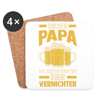 Bière, fête des pères, papa, papa - Dessous de verre (lot de 4) - blanc - Devant