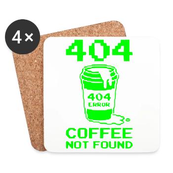 404 Non trouvé, T-shirt de développeur logiciel, sweat à capuche - Dessous de verre (lot de 4) - blanc - Devant