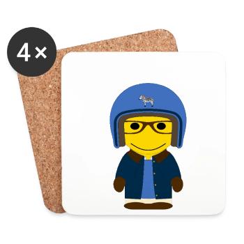 GEEKLEY blue biker and oiled jacket - Coasters (set of 4) - white - Front