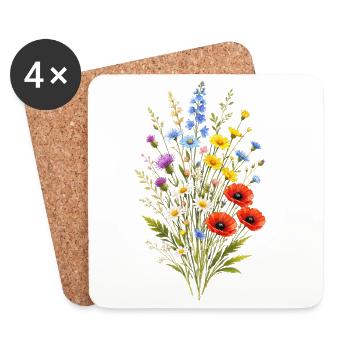 Vintage Blumen-Frauen-Wildblumen-Gartengarten - Untersetzer (4er-Set) - Weiß - Vorne
