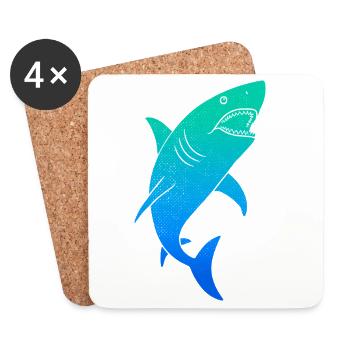 Shark Sharks Colorful Kids Men's Boys Shark - Coasters (set of 4) - white - Front